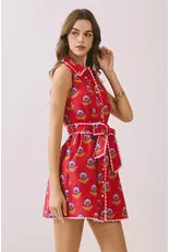 FLORAL PRINT SCALLOP TRIM DRESS