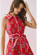 FLORAL PRINT SCALLOP TRIM DRESS