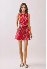 FLORAL PRINT SCALLOP TRIM DRESS