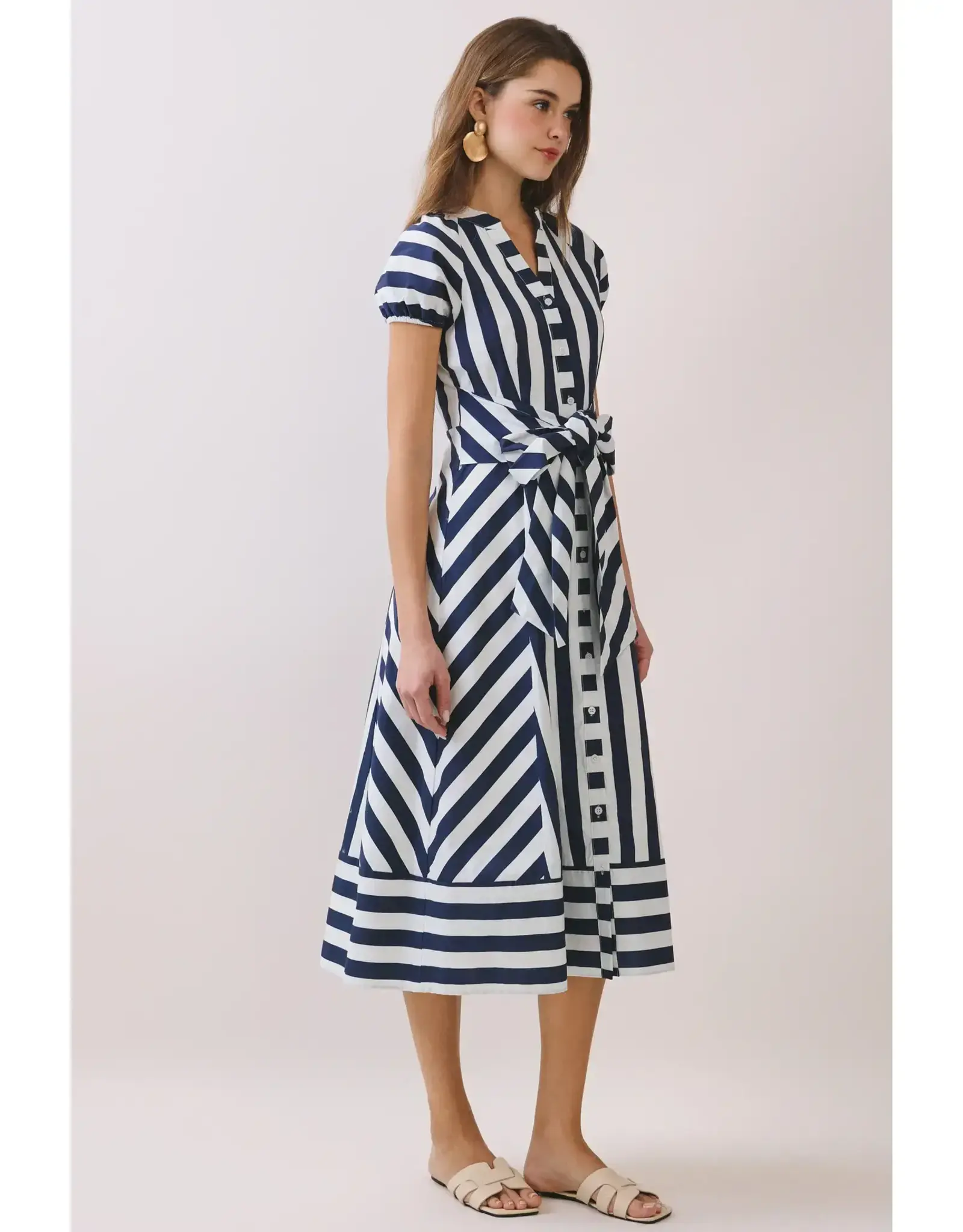 MIXED STRIPED BUTTON DOWN MIDI