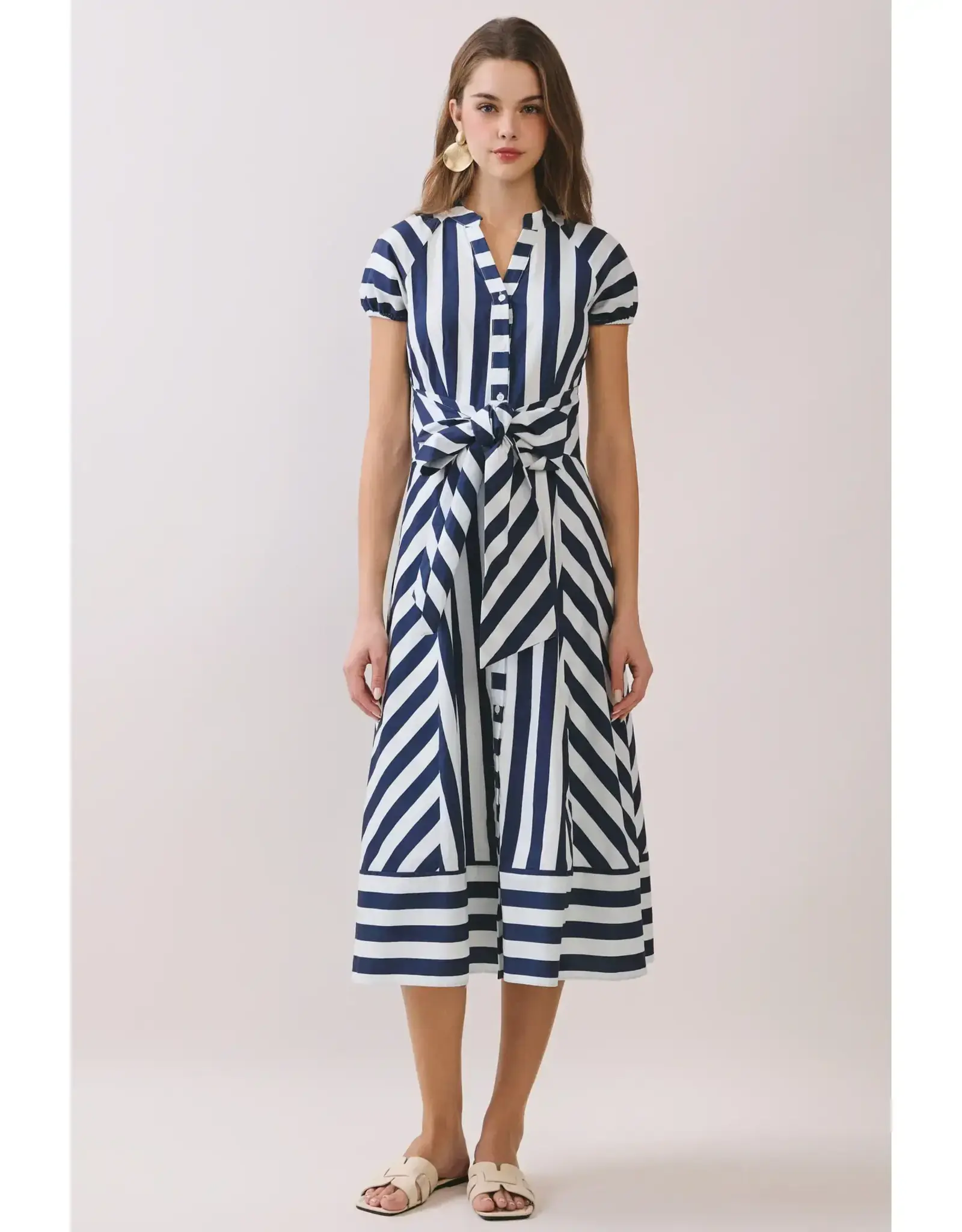 MIXED STRIPED BUTTON DOWN MIDI