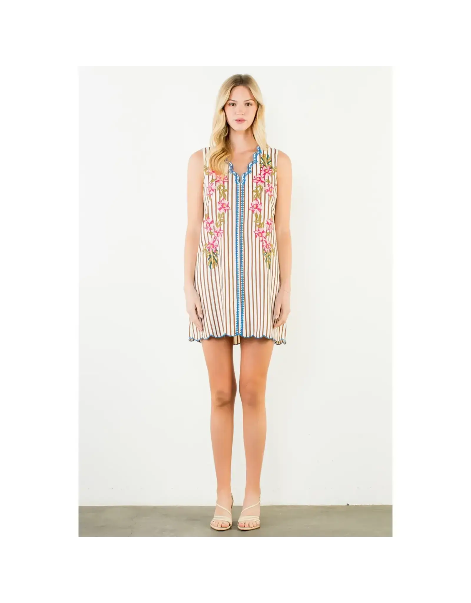 ANYA STRIPE & SCALLOP MINI DRESS