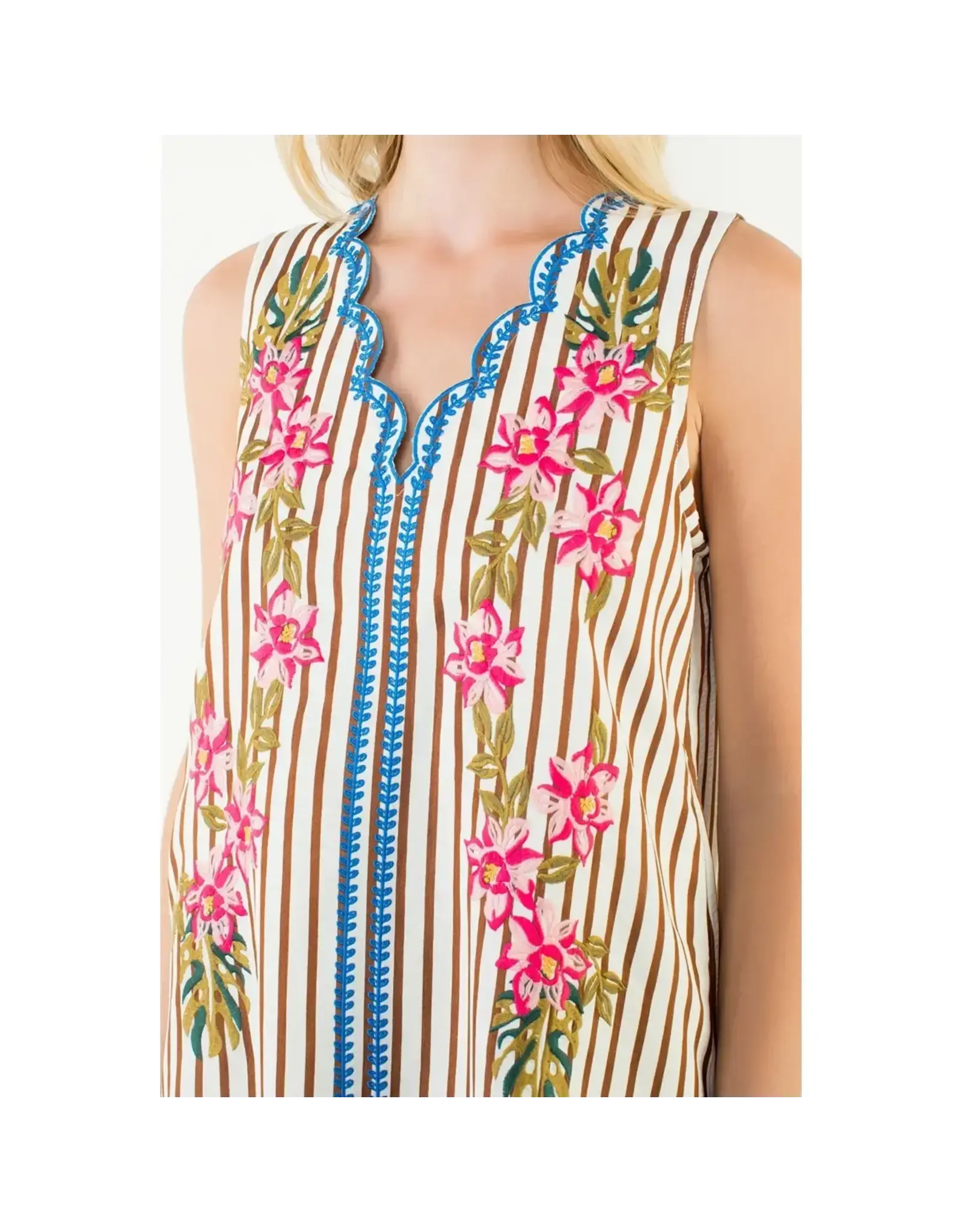 ANYA STRIPE & SCALLOP MINI DRESS