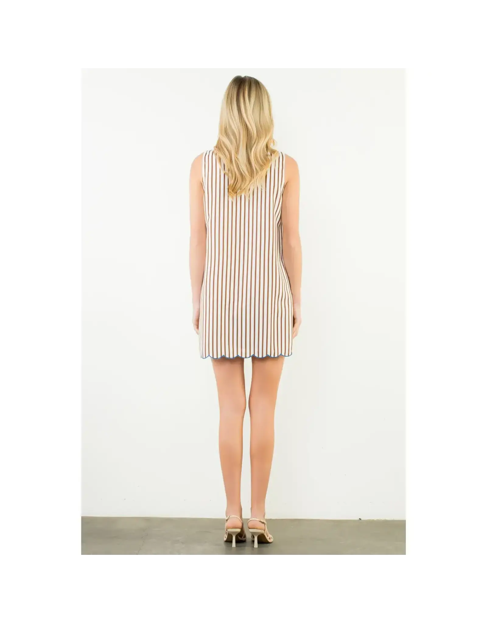 ANYA STRIPE & SCALLOP MINI DRESS