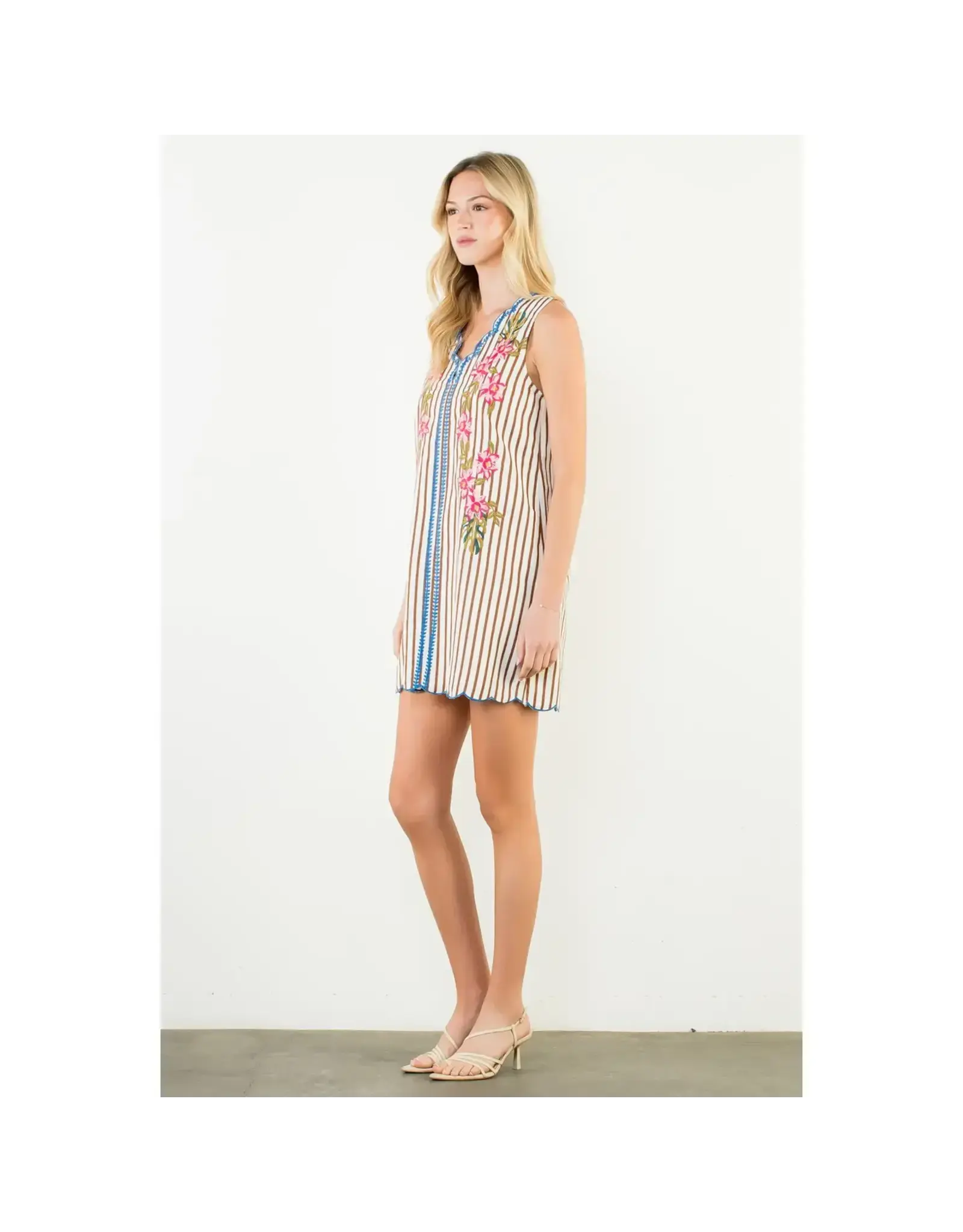 ANYA STRIPE & SCALLOP MINI DRESS