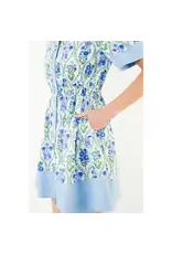 BLUE FLOWER BUTTON DOWN MINI DRESS