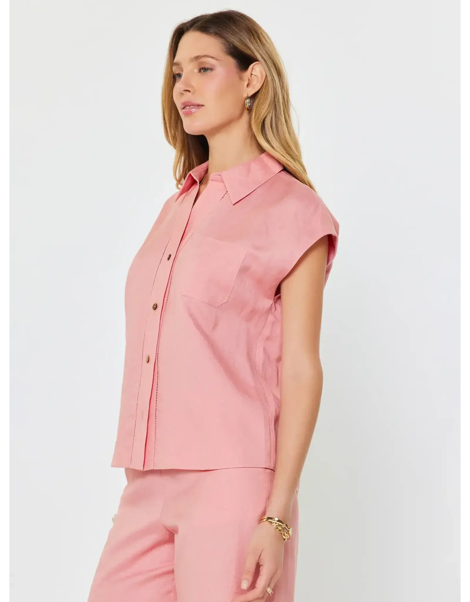 CAP SLEEVE BUTTON DOWN BLOUSE