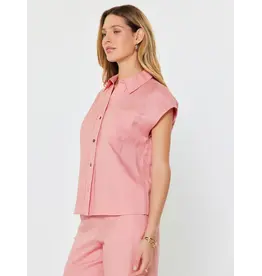 CAP SLEEVE BUTTON DOWN BLOUSE