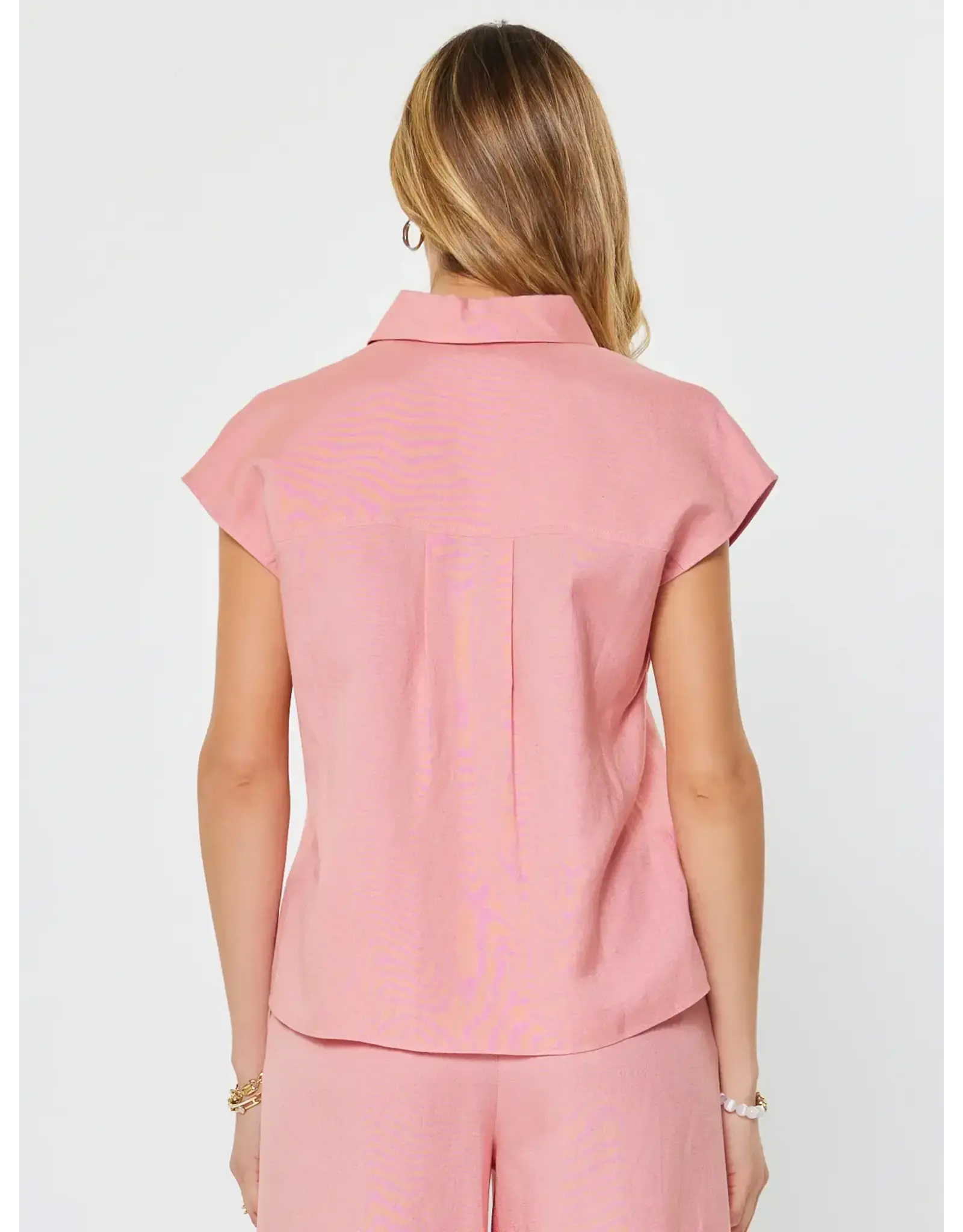 CAP SLEEVE BUTTON DOWN BLOUSE