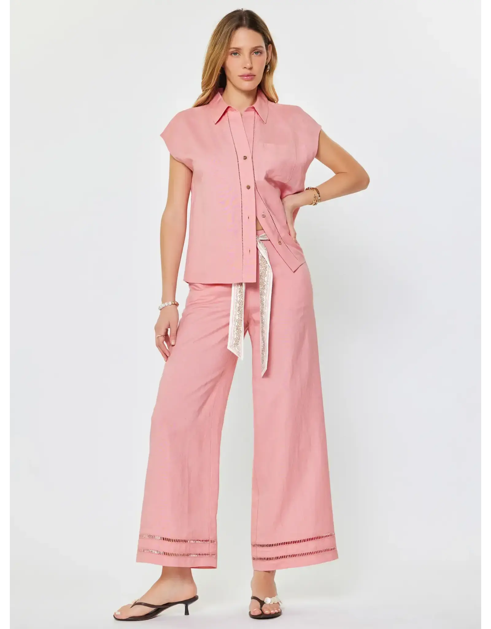 CAP SLEEVE BUTTON DOWN BLOUSE