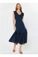 SLVLESS RIBBED CONTRAST TIER MIDI