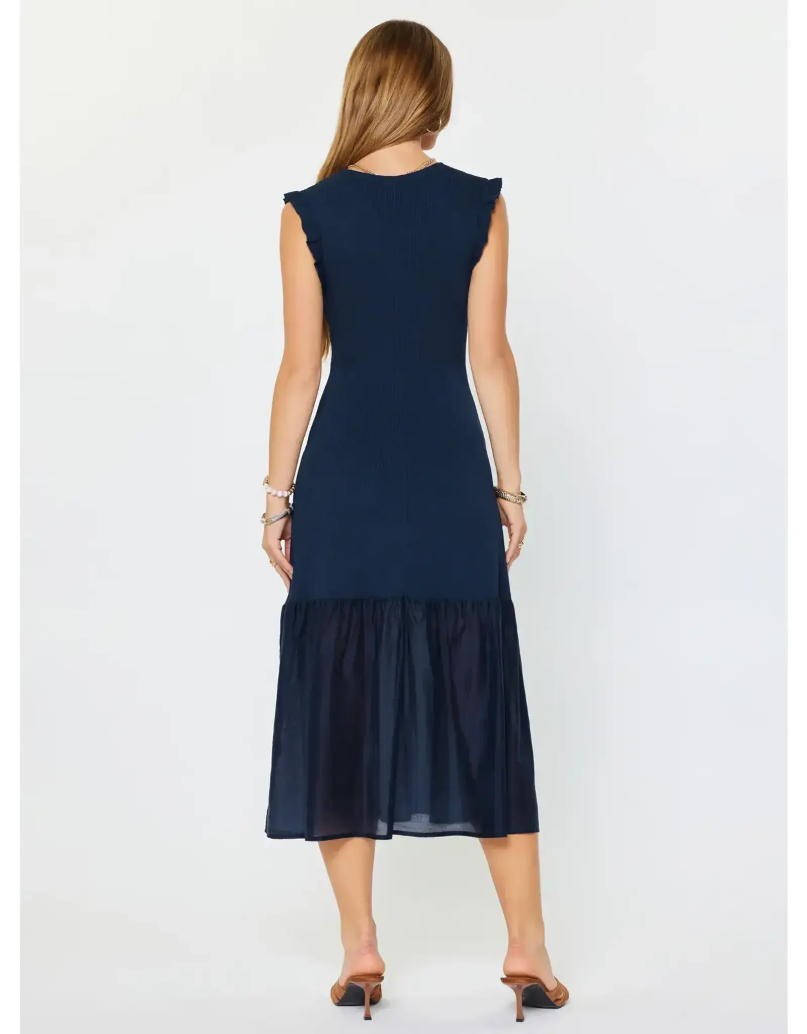 SLVLESS RIBBED CONTRAST TIER MIDI