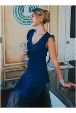 SLVLESS RIBBED CONTRAST TIER MIDI