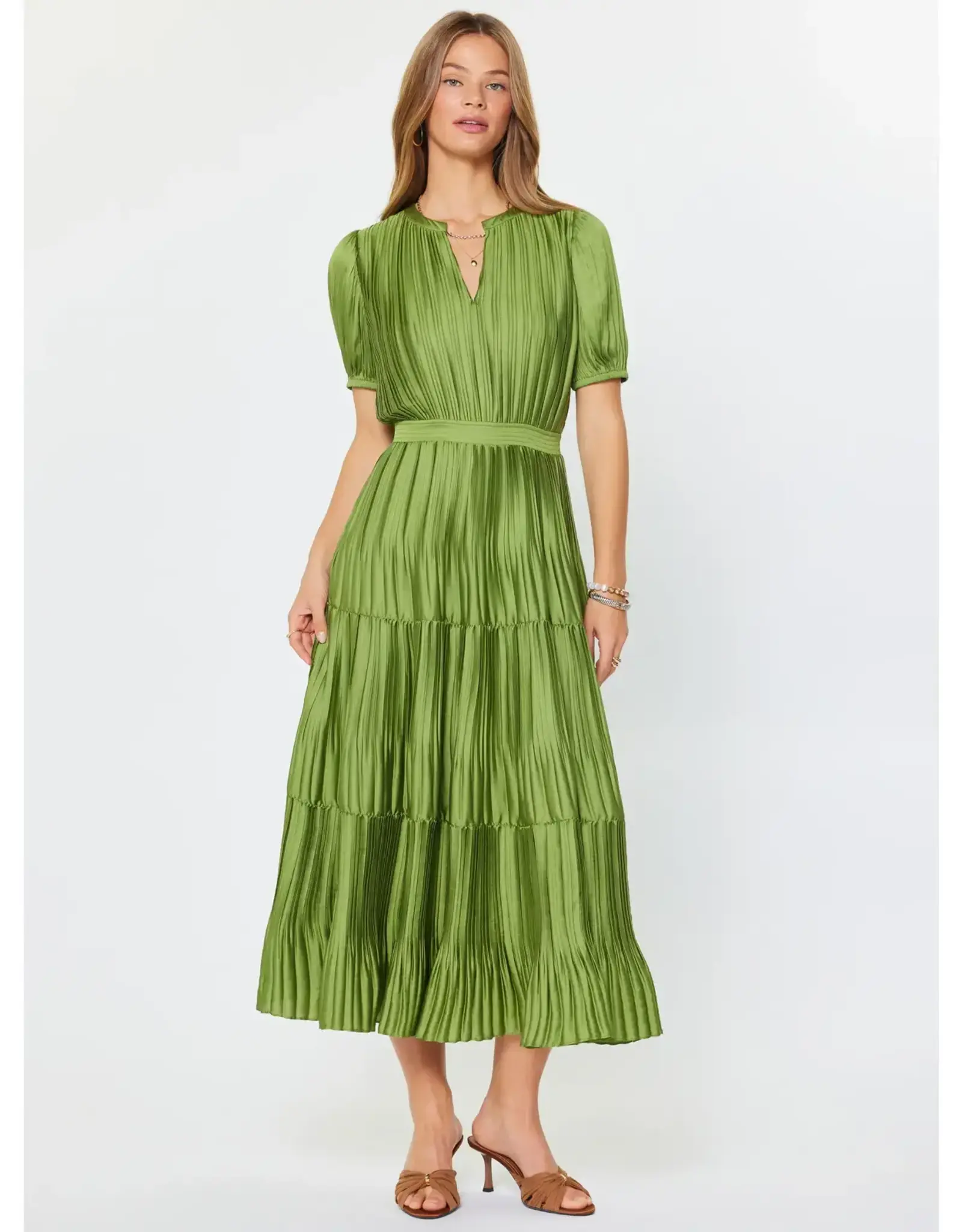 SSLV PLEATED MAXI W/ELASTIC WAIST