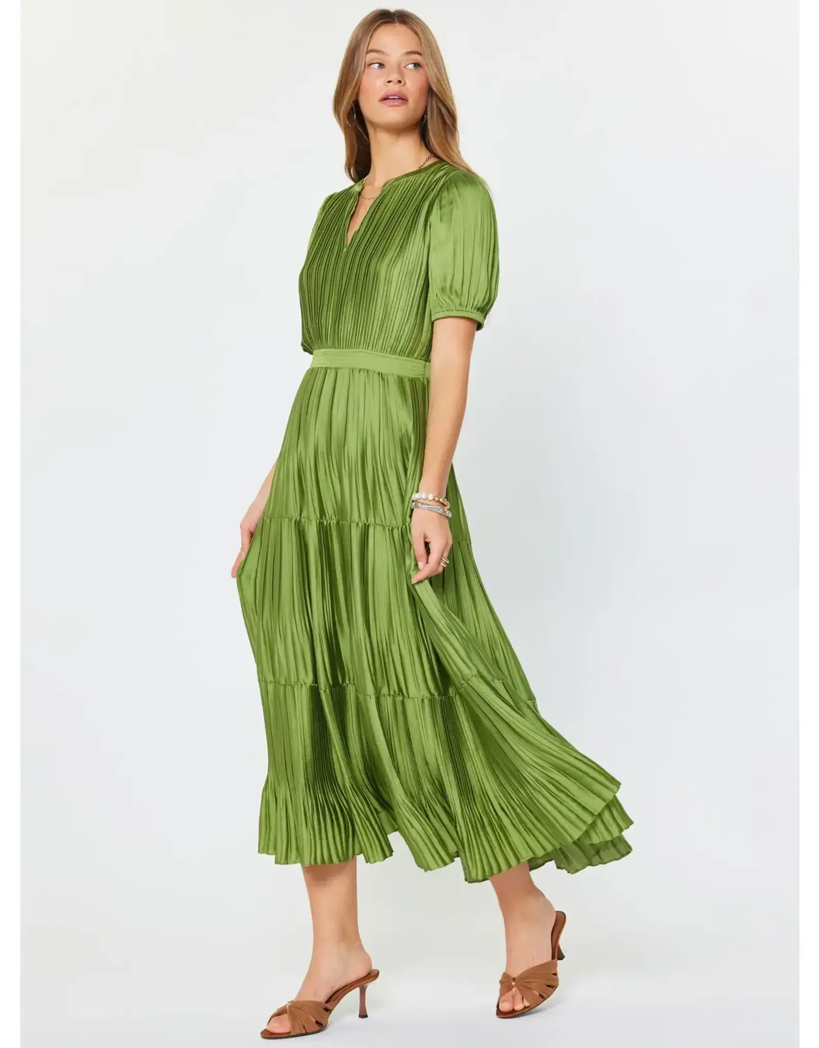 SSLV PLEATED MAXI W/ELASTIC WAIST