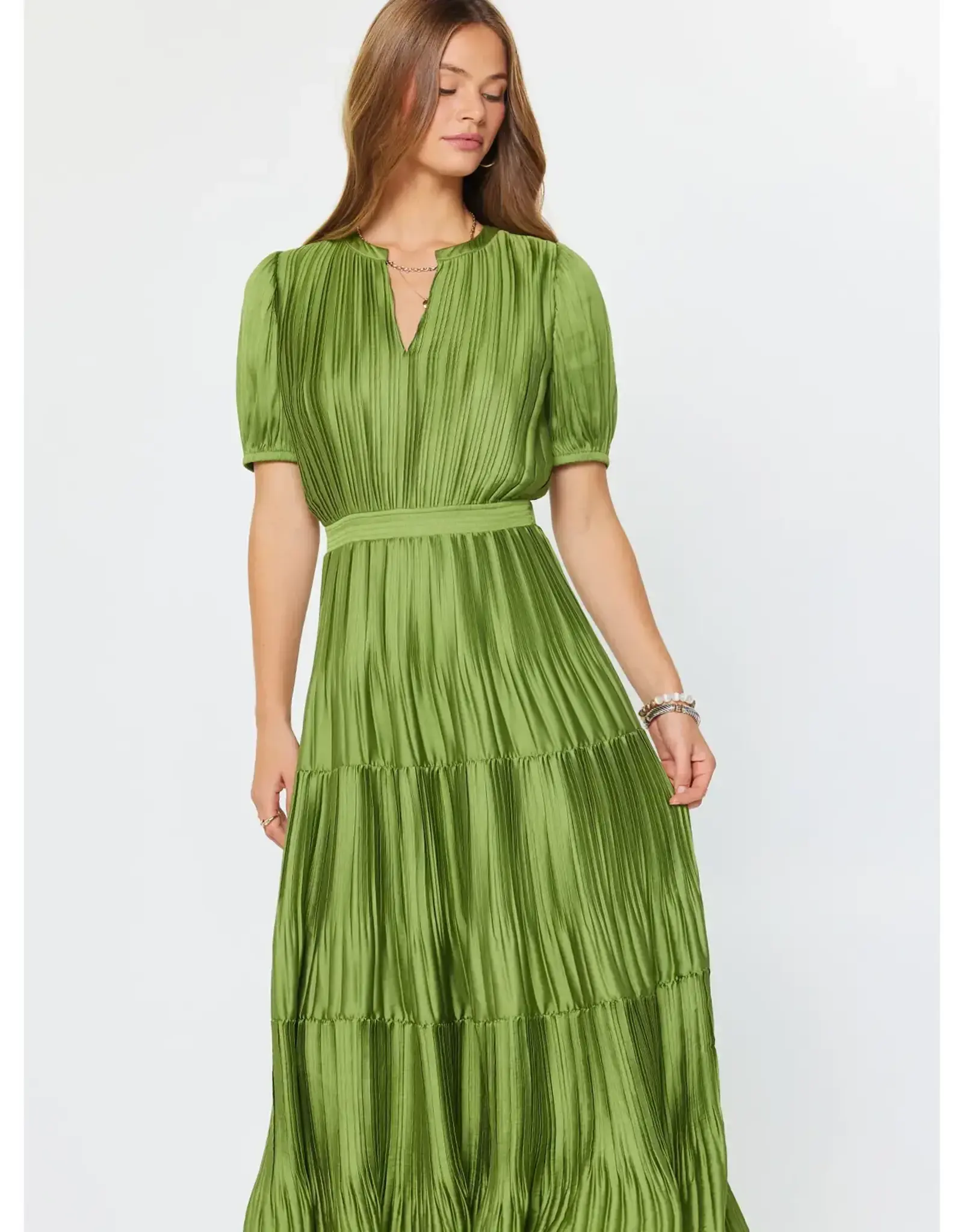 SSLV PLEATED MAXI W/ELASTIC WAIST