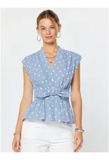 VNECK CAP SLV W/TIE DETAIL