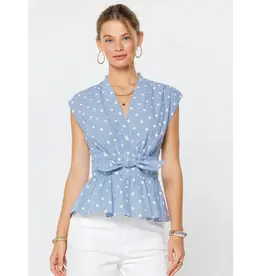 VNECK CAP SLV W/TIE DETAIL