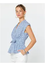 VNECK CAP SLV W/TIE DETAIL