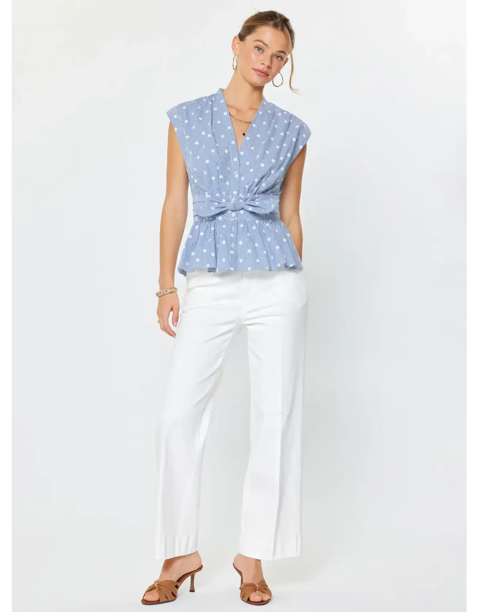 VNECK CAP SLV W/TIE DETAIL