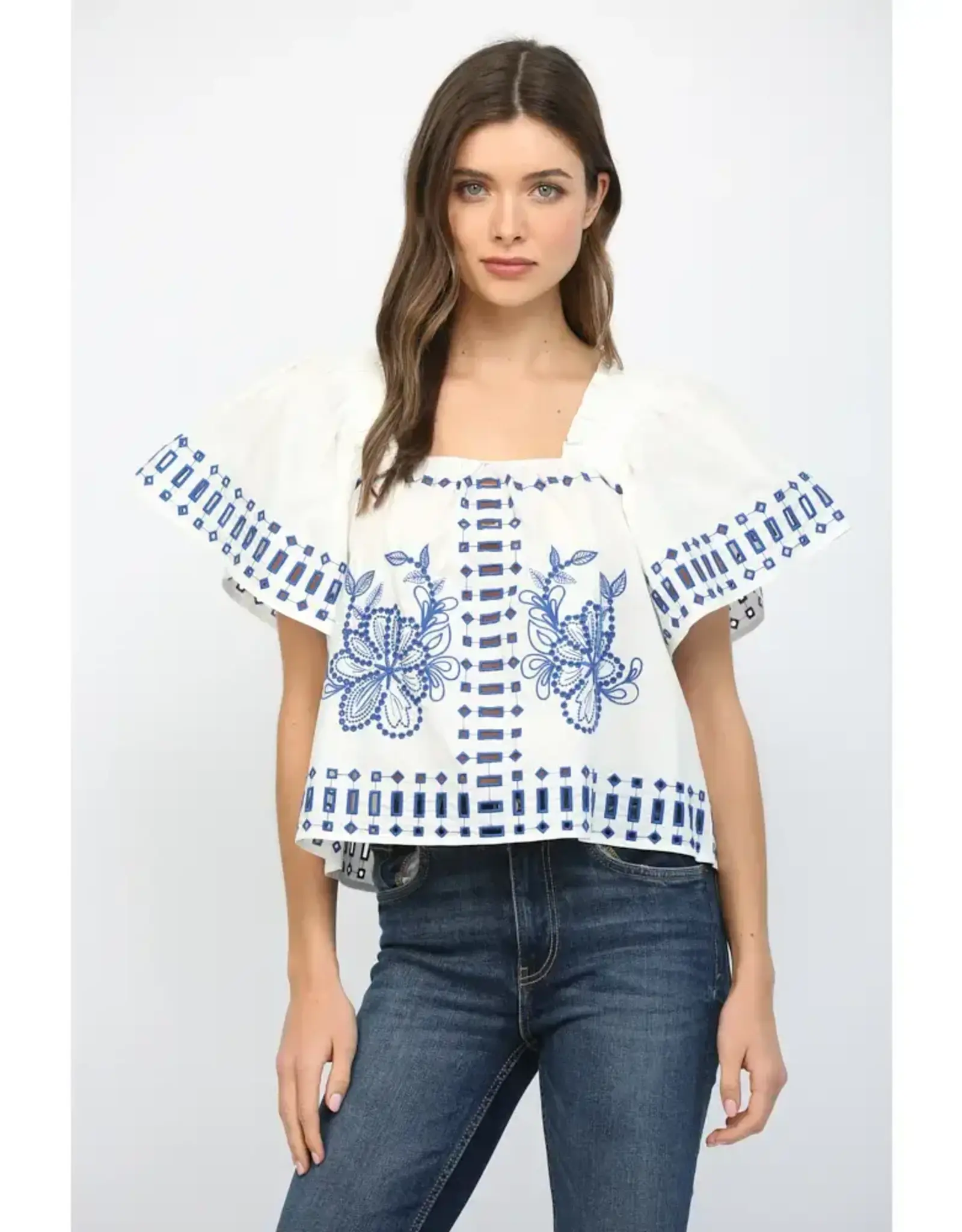 TEDDY RUFFLED SSLV FLORAL TOP