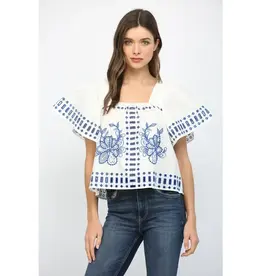 TEDDY RUFFLED SSLV FLORAL TOP