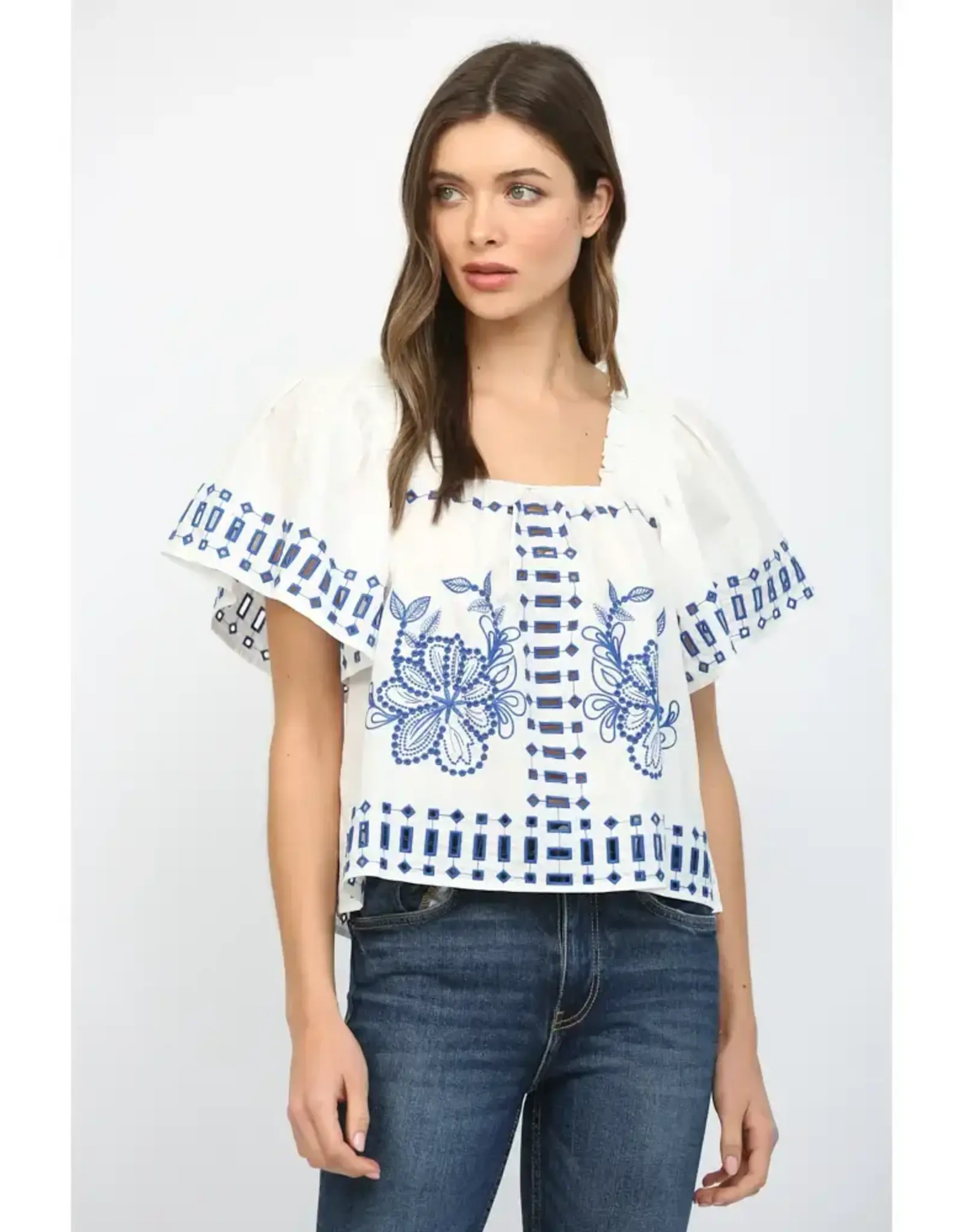 TEDDY RUFFLED SSLV FLORAL TOP