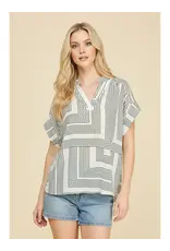 GEOMETRIC VNECK BLOUSE