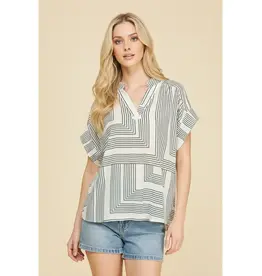 GEOMETRIC VNECK BLOUSE