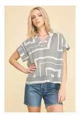 GEOMETRIC VNECK BLOUSE
