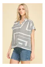 GEOMETRIC VNECK BLOUSE
