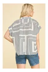 GEOMETRIC VNECK BLOUSE