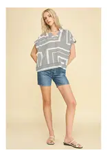 GEOMETRIC VNECK BLOUSE
