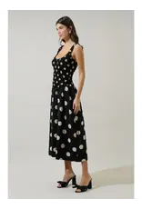 EMERSON DOT RUCHED MIDI DRESS
