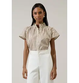 PAIGE STRIPED BUTTON UP TOP