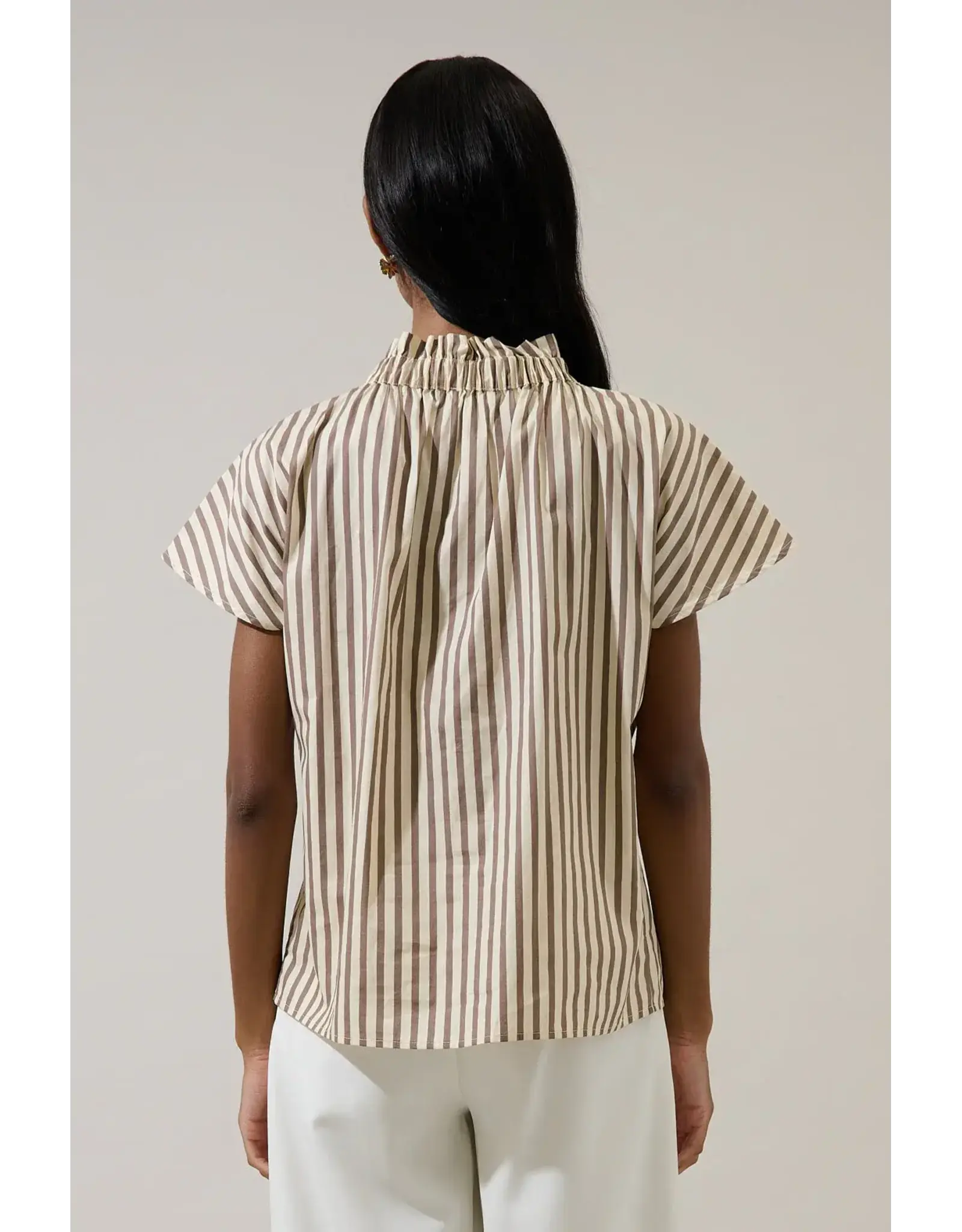 PAIGE STRIPED BUTTON UP TOP