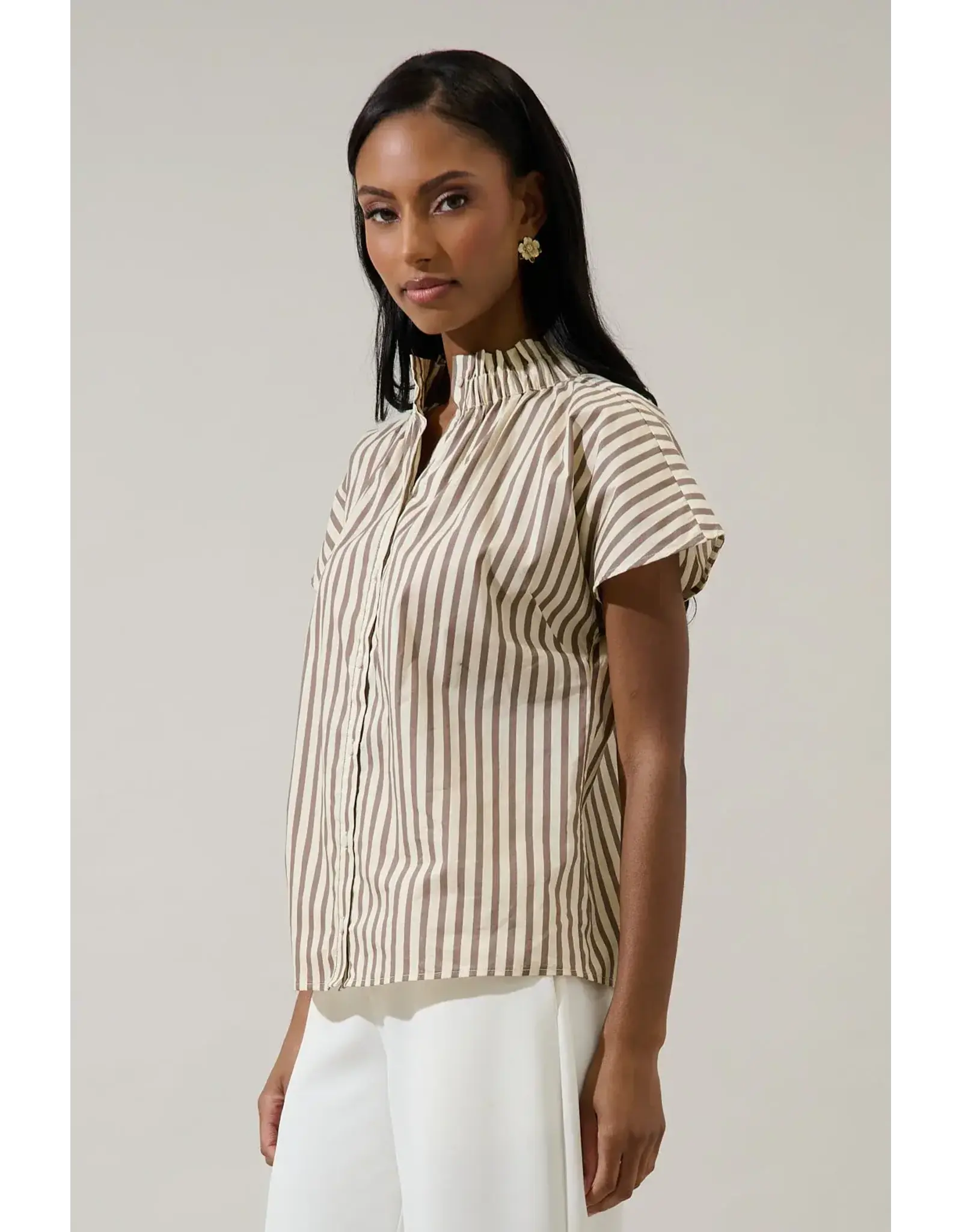 PAIGE STRIPED BUTTON UP TOP