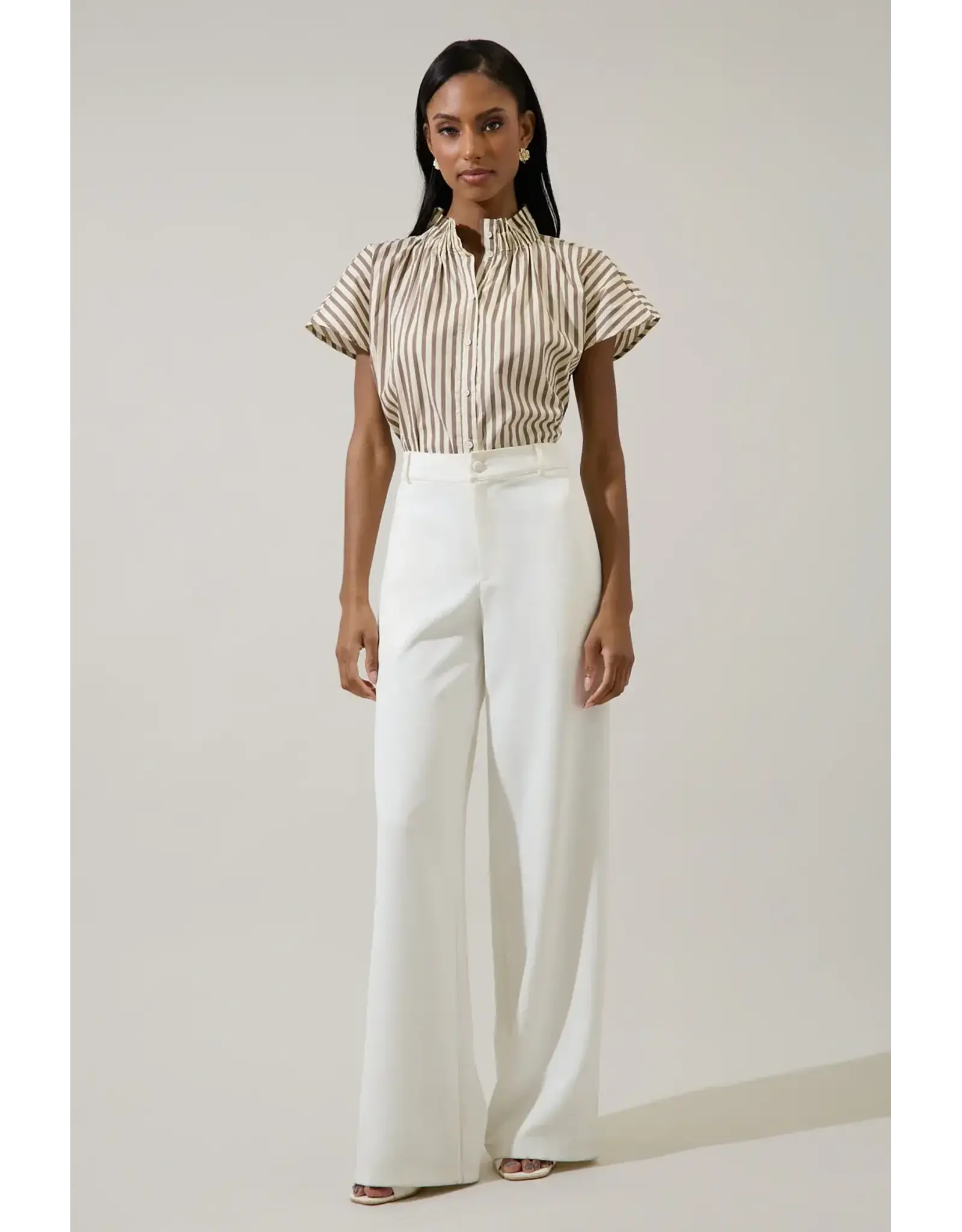 PAIGE STRIPED BUTTON UP TOP