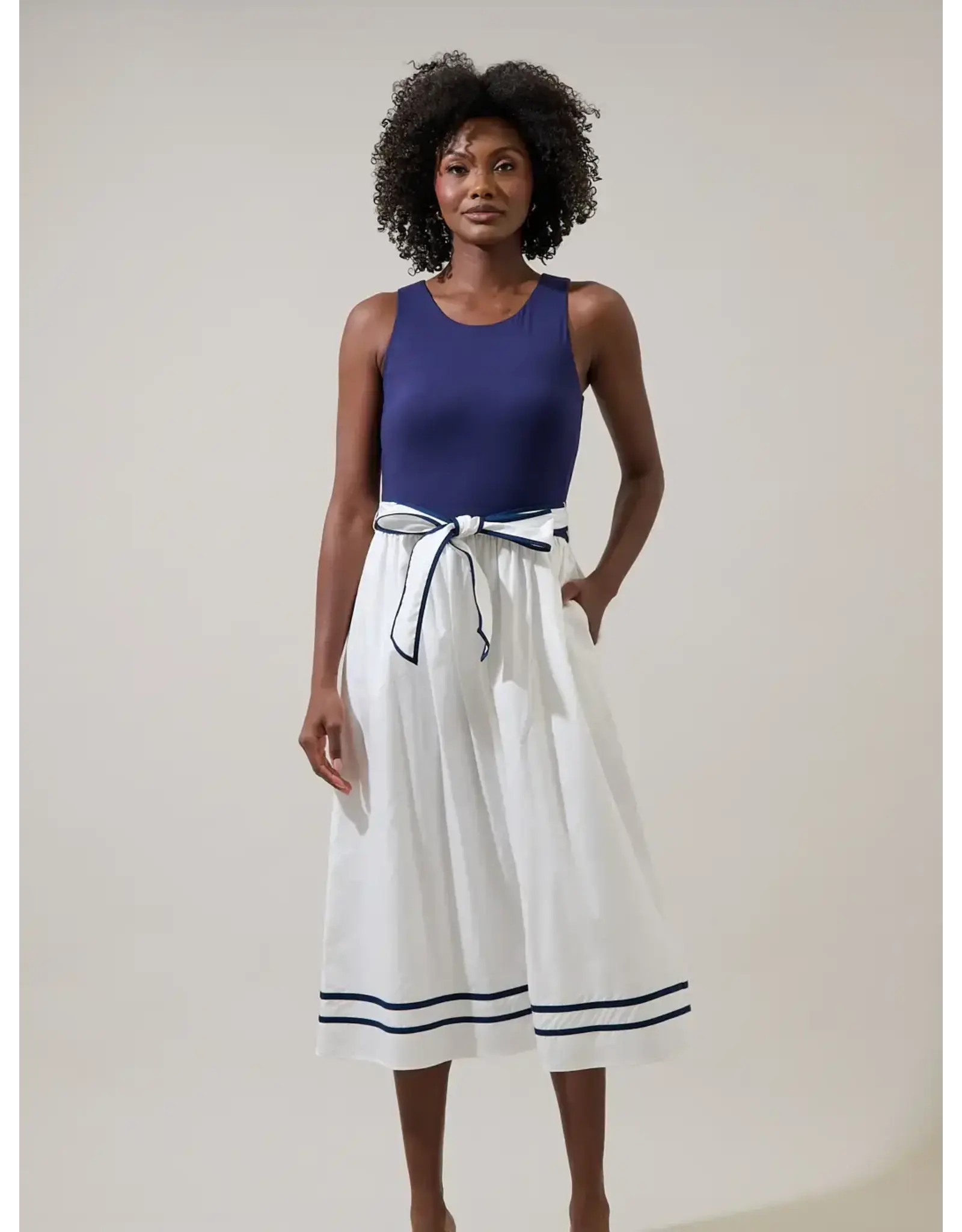 GIANA COLOR BLOCK MIDI DRESS