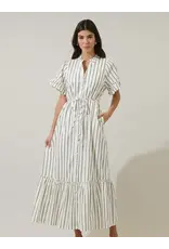 ALIYA STRIPED BUTTON UP MIDI DRESS