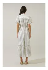 ALIYA STRIPED BUTTON UP MIDI DRESS