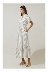 ALIYA STRIPED BUTTON UP MIDI DRESS