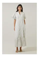 ALIYA STRIPED BUTTON UP MIDI DRESS