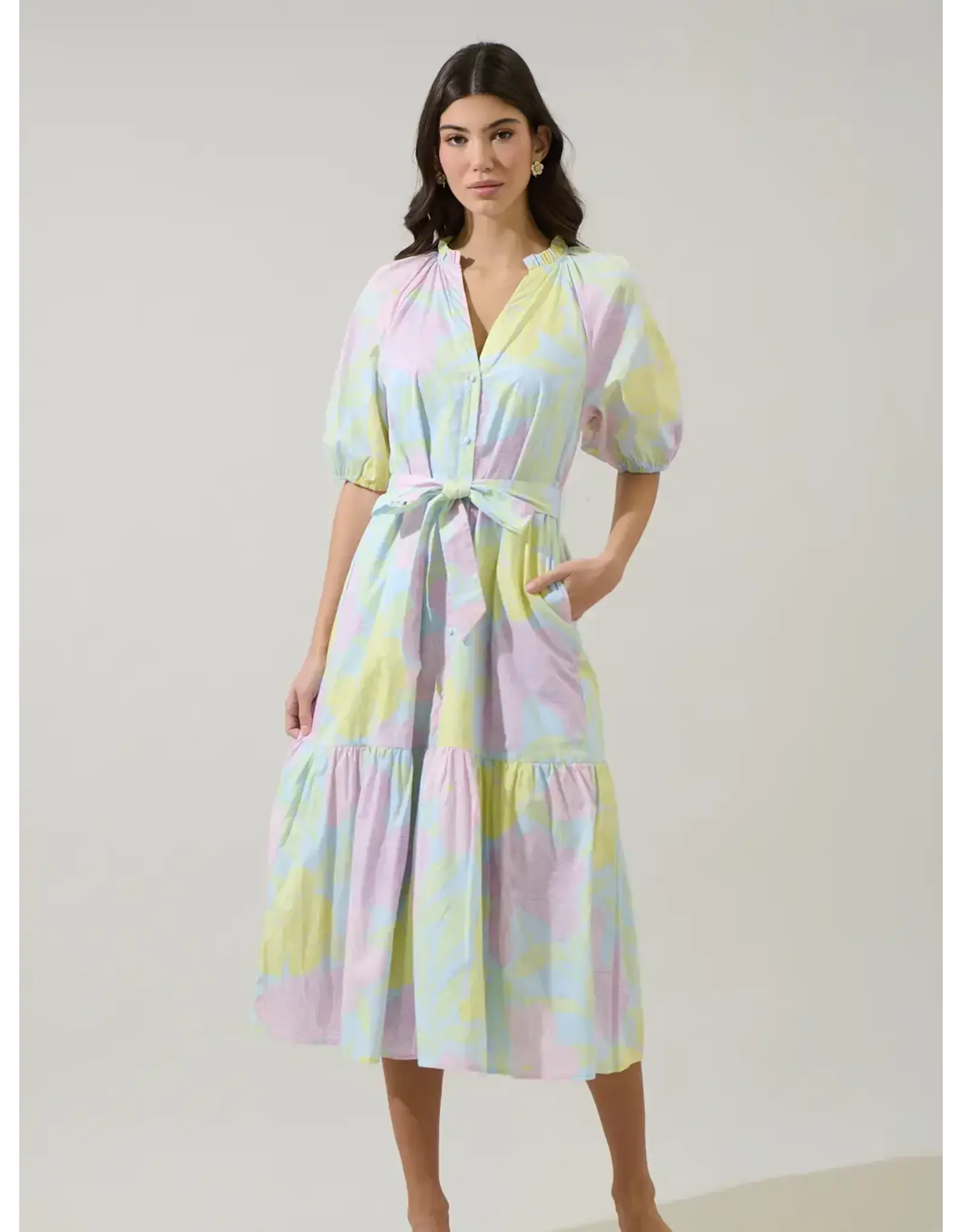 ALEXIA FLORAL TIERED MIDI DRESS