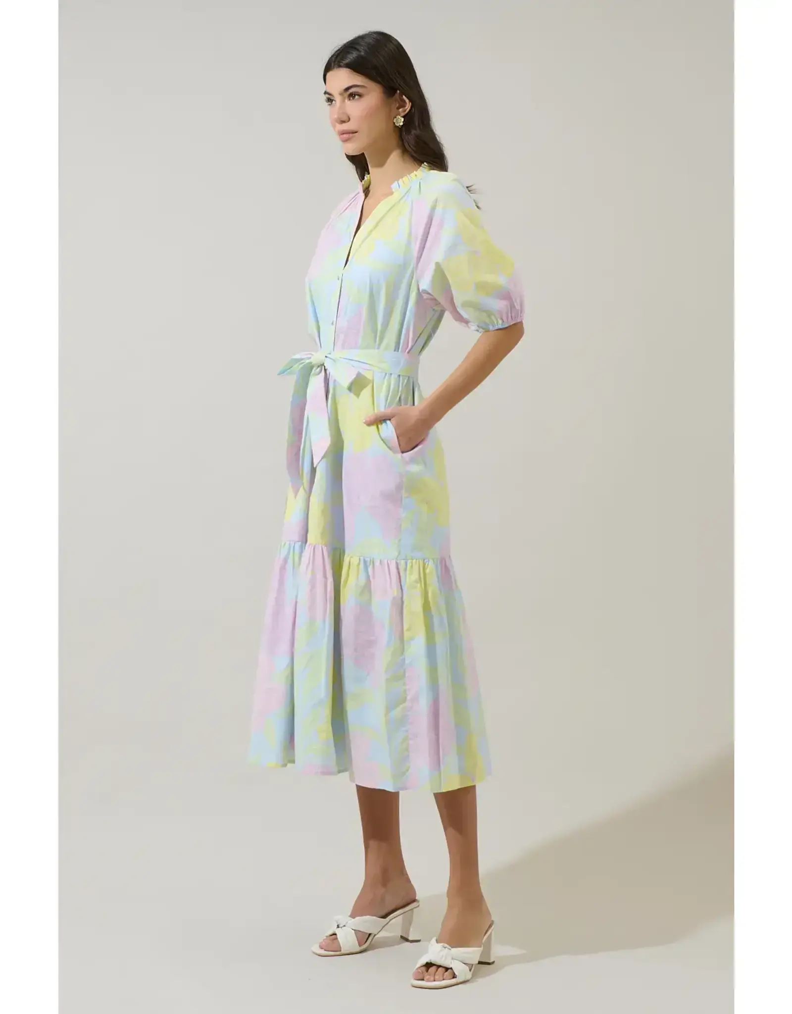 ALEXIA FLORAL TIERED MIDI DRESS