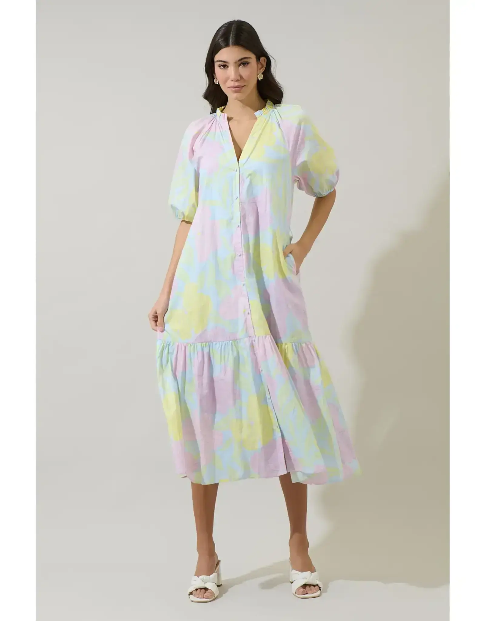 ALEXIA FLORAL TIERED MIDI DRESS