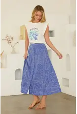 PALM EMB. ELASTIC WAIST SKIRT