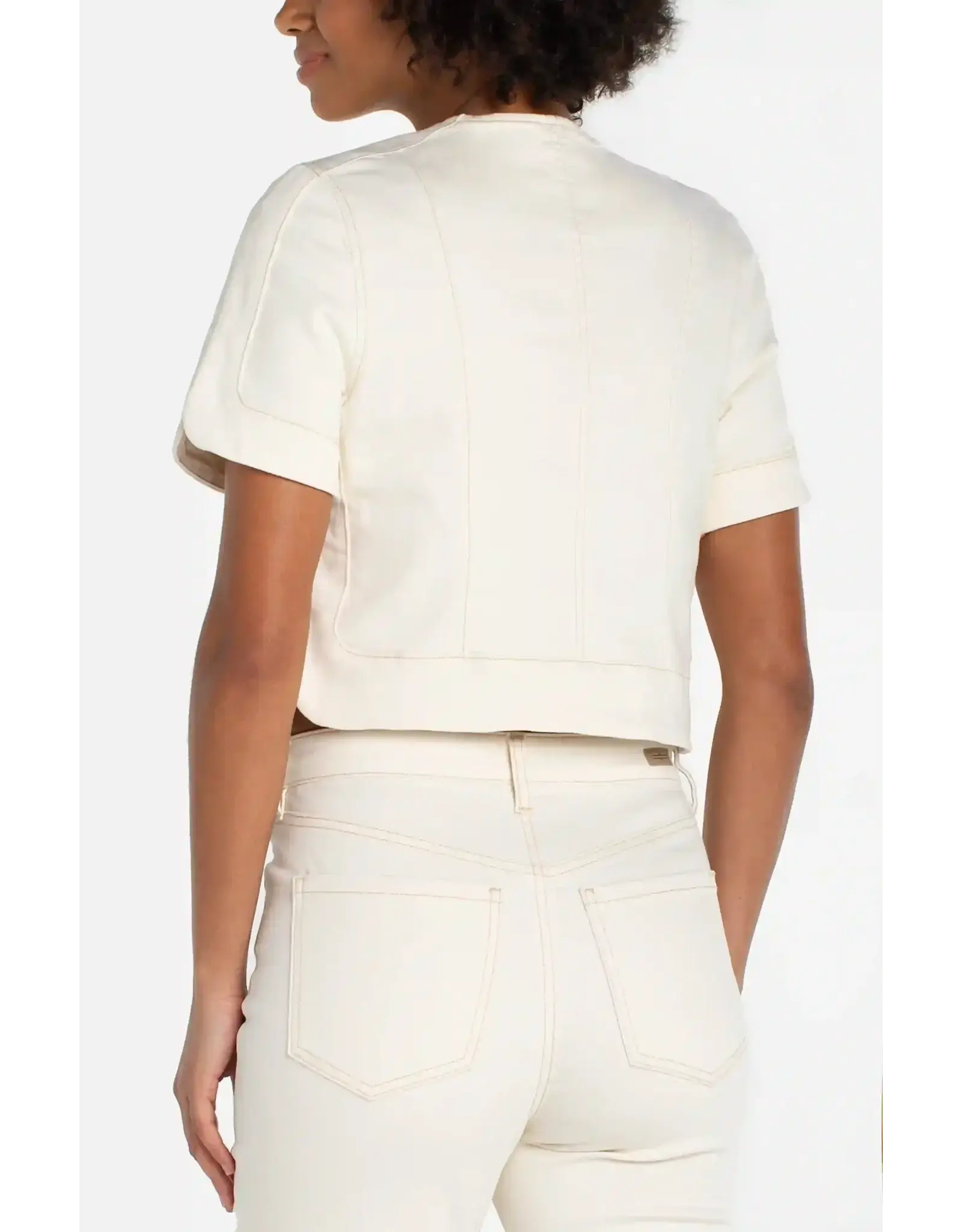 LIVERPOOL SSLV BUTTON JEAN TOP