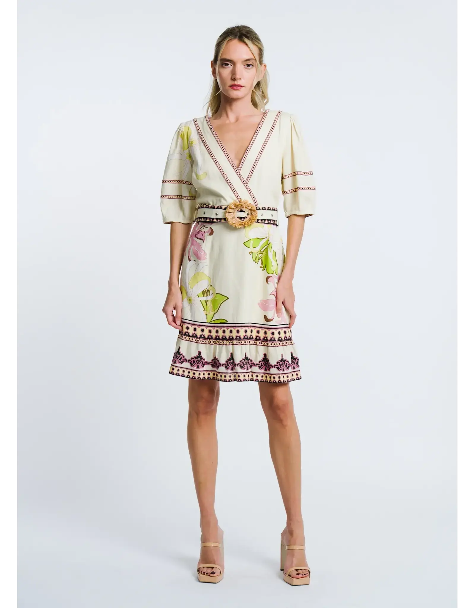 FLORAL PRINTED BELTED MINI