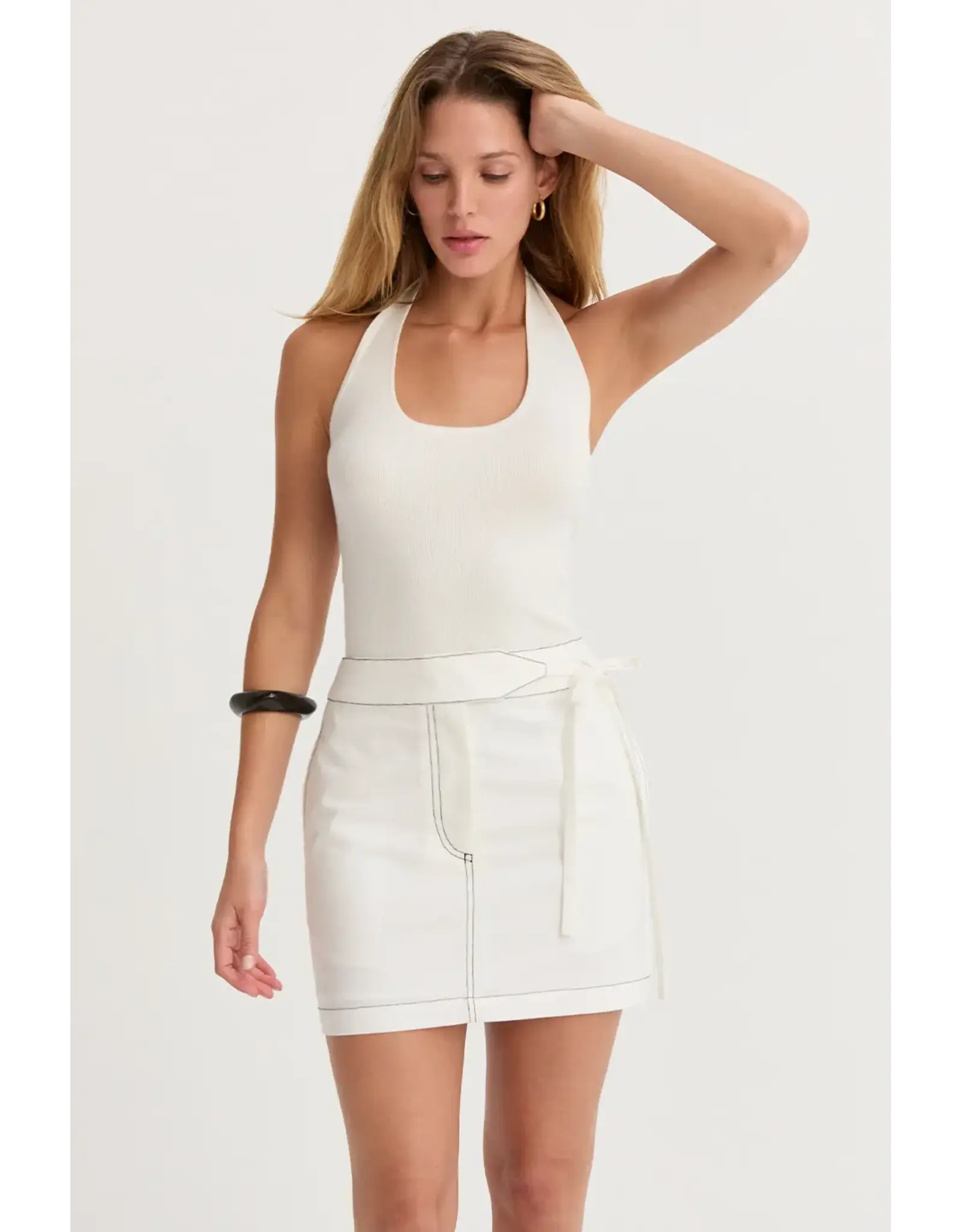 GENA CONTRAST STITCH SKIRT